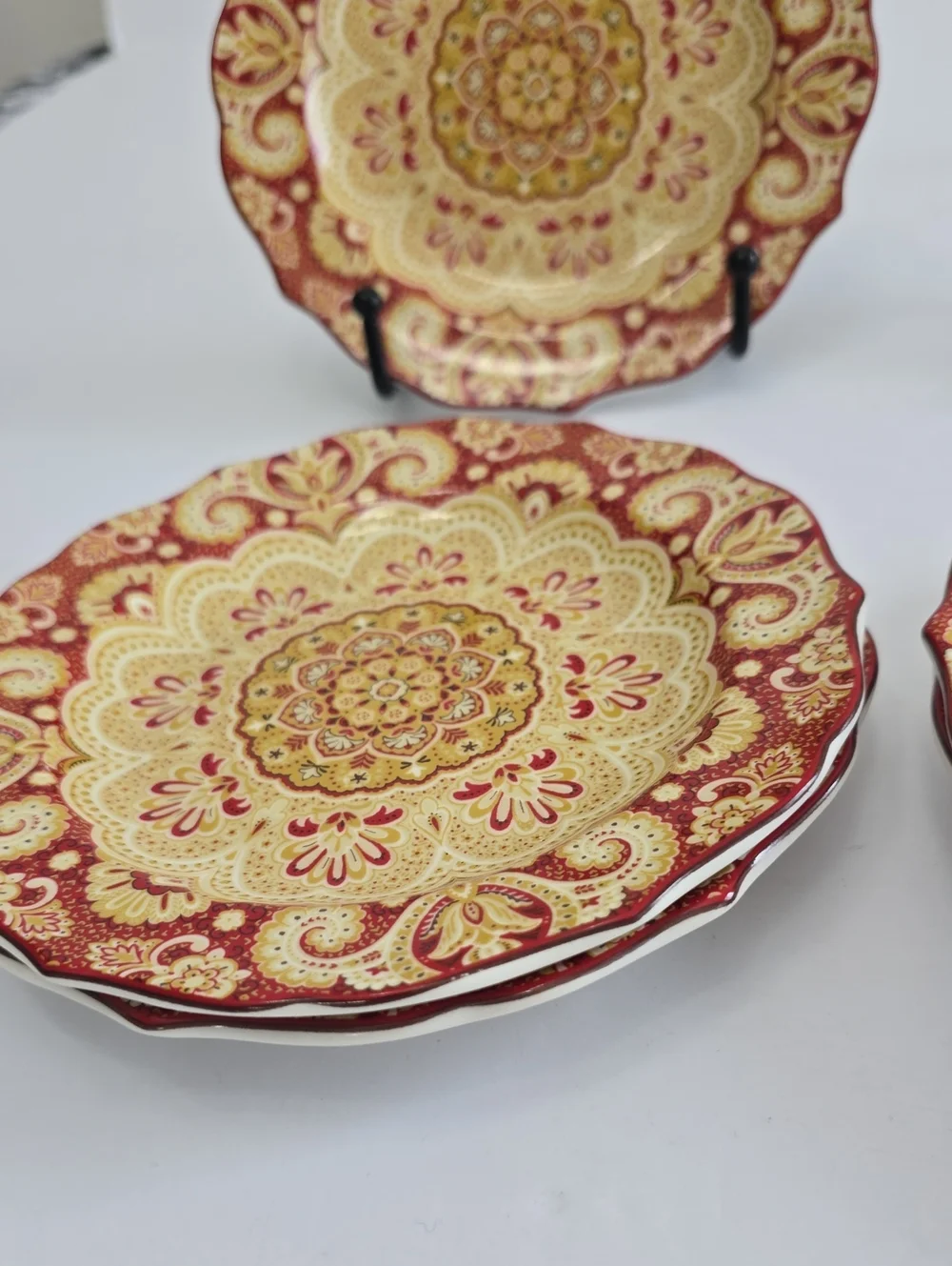 222 Fifth Set Of 6 Lyria Saffron Porcelain China Saucers